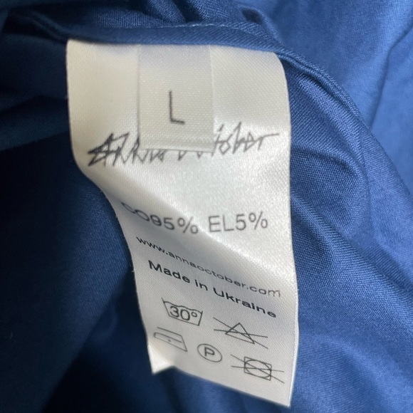 Anna October dress mini cut out shoulders blue sz large - Picture 7 of 8